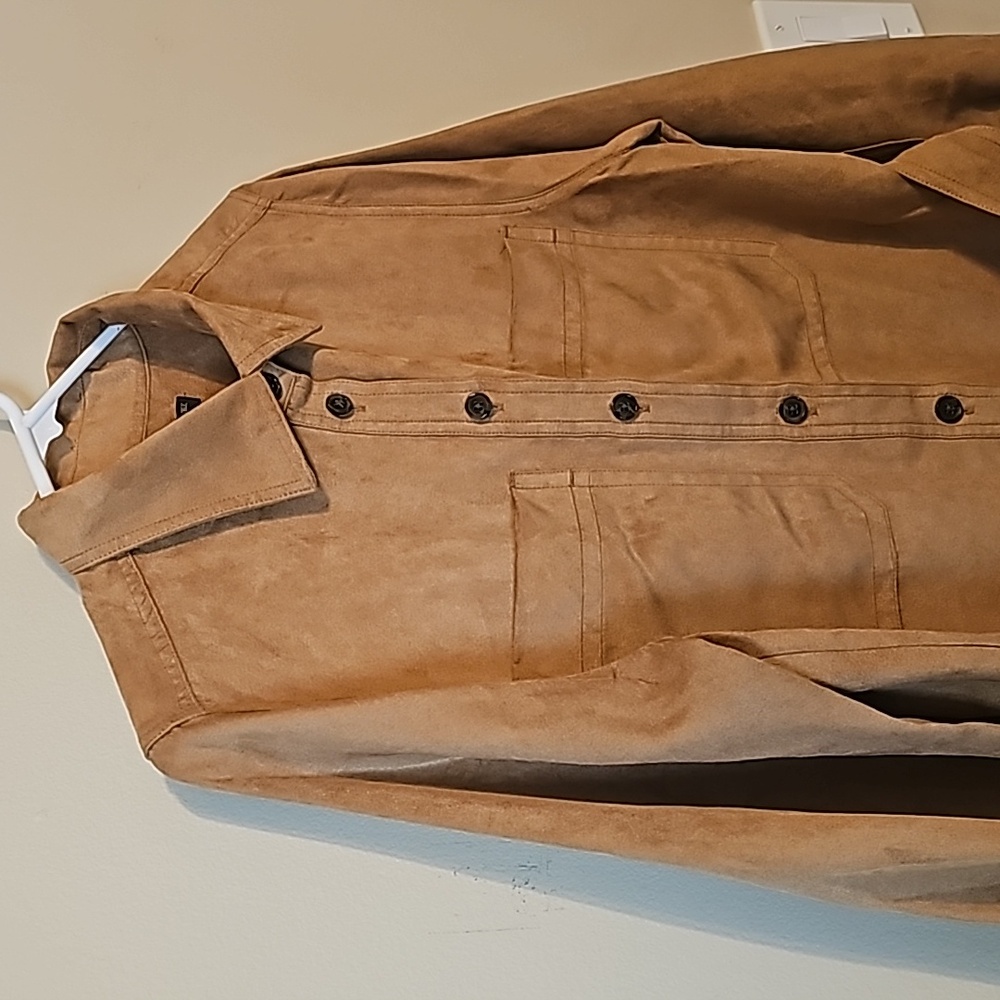Banana Republic Long-Sleeves Suede Trench Dress Size S Tan - Picture 4 of 15